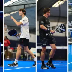 Giocatori di padel in azione, pronti a formare nuove coppie per la competizione.