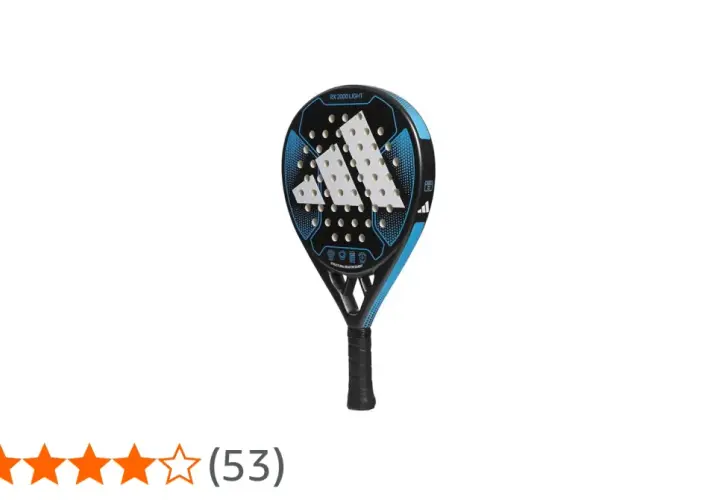 Racchetta da padel Adidas RX 2000 LIGHT, nera e blu, con logo Adidas bianco. Valutazione 4,1 stelle.