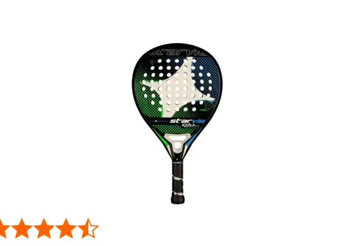 Racchetta da padel StarVie Aquila Space 2.0 con design a stella e colori verde/blu.