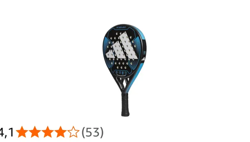 Racchetta da padel Adidas RX 2000 LIGHT, nera e blu, con logo Adidas bianco. Valutazione 4,1 stelle.