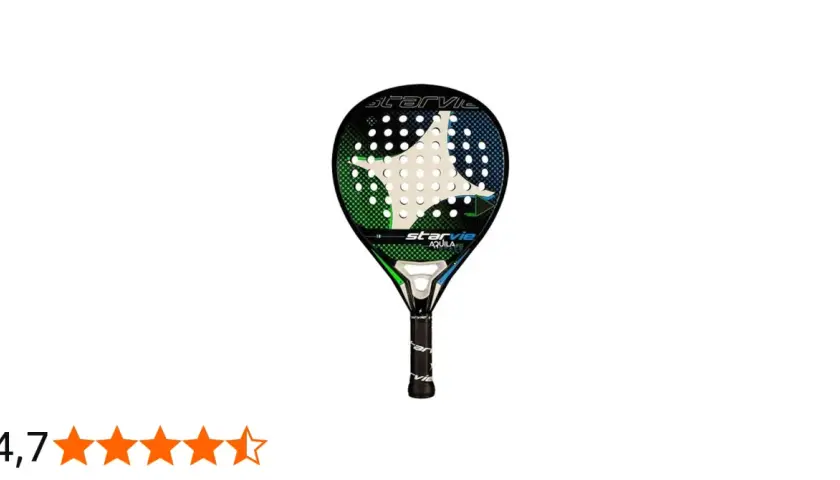 Racchetta da padel StarVie Aquila Space 2.0 con design a stella e colori verde/blu.