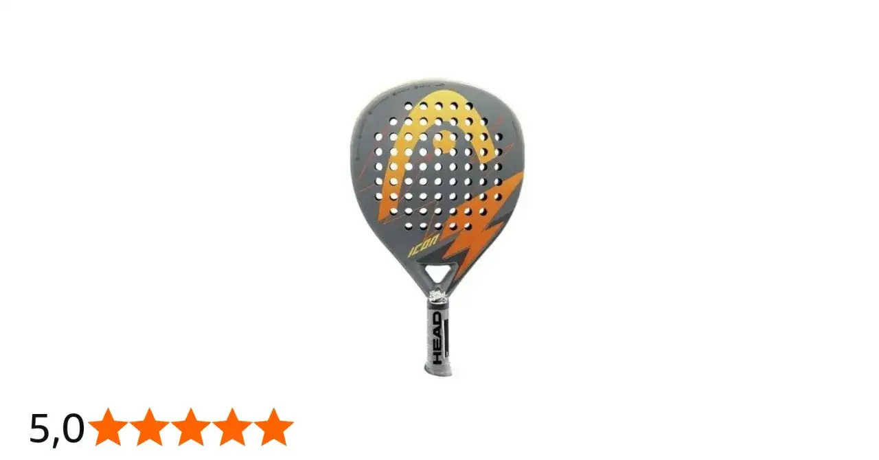 Racchetta da padel HEAD Icon grigia con fulmini arancioni e logo HEAD.